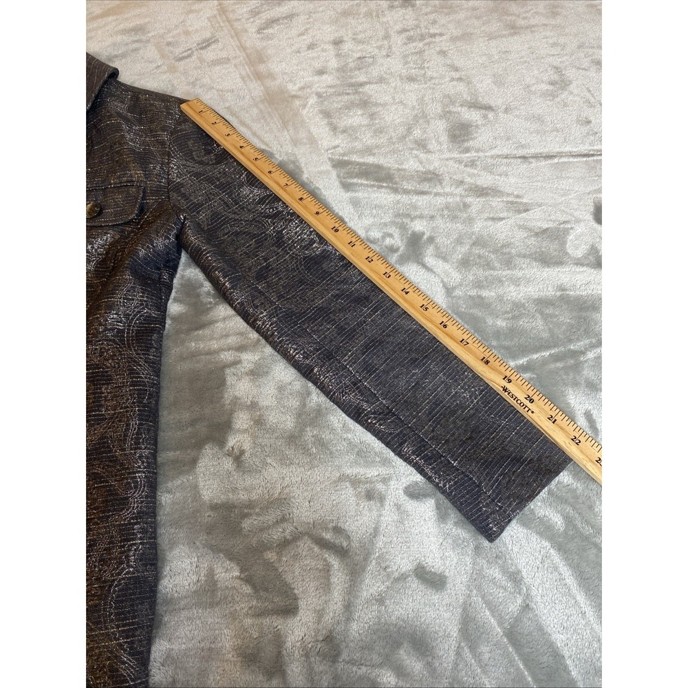 Additions by Chico's Jacket Gray Silver Metallic Floral Blazer Long Size 0 XS - Picture 9 of 10